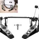 Double Bass Drum Pedal, Heavy-Duty Double Chain Drive Kick Pedal with Adjustable Beater & Spring Tension, Non-Slip Base Plate - Compatible with Acoustic/Electronic Drum Kits