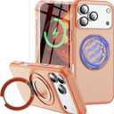 for iPhone 17 Pro Max Case [Compatible with Magsafe] [15 FT Military Grade Drop Protection] with Screen Protector & Lens Protector,Shockproof Kickstand Phone Case for iPhone 17 Pro Max(Orange)
