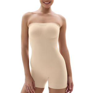 SHAPERX Strapless Shortie Bodysuit for Women Tummy Control Shapewear Seamless Sculpt Body Shaper with Removable Straps XS/XS