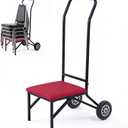 DaisyInner Heavy Duty Stacking and Banquet Chair Dolly Hand Truck with Oversized Rubber Wheels and Orange Cushion for 8-10 Chairs Coated Iron Transport Cart for Events Party Hotels Church (Red)