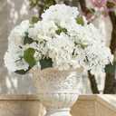 8 Pcs Hydrangea Artificial Flowers Outdoor Silk Bouquets, UV Resistant Faux Hydrangeas Flowers for Table Vase Centerpieces Outside Party Wedding Baby Shower Home Indoor Outdoor Decor (8, White)