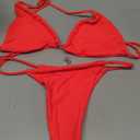 XUNYU Thong Bikini Sets for Women - Brazilian Micro String Bikinis Sexy Two Piece Swimsuit Triangle Top Halter Bathing Suits (Large, Orange-Red)