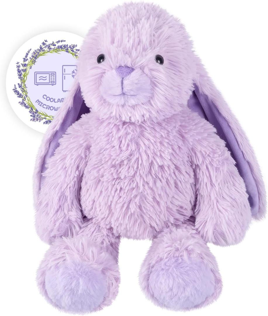 SuzziPals Heatable & Coolable Purple Bunny Stuffed Animal Heating Pad for Soothing & Relaxation, Lavender Purple Bunny Plush for Discomfort, Rabbit Stuffed Animals for Kids, Easter Bunny Plushies Gift