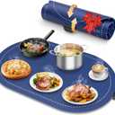 Warming Mat for Food with Adjustable Temperature Timer,10S Fast Heating Silicone Food Warmers for Parties Buffet and Home Daily,Food Warming Mat with Insulating Pad Raised Feet Protects Table (24"x15", Blue)