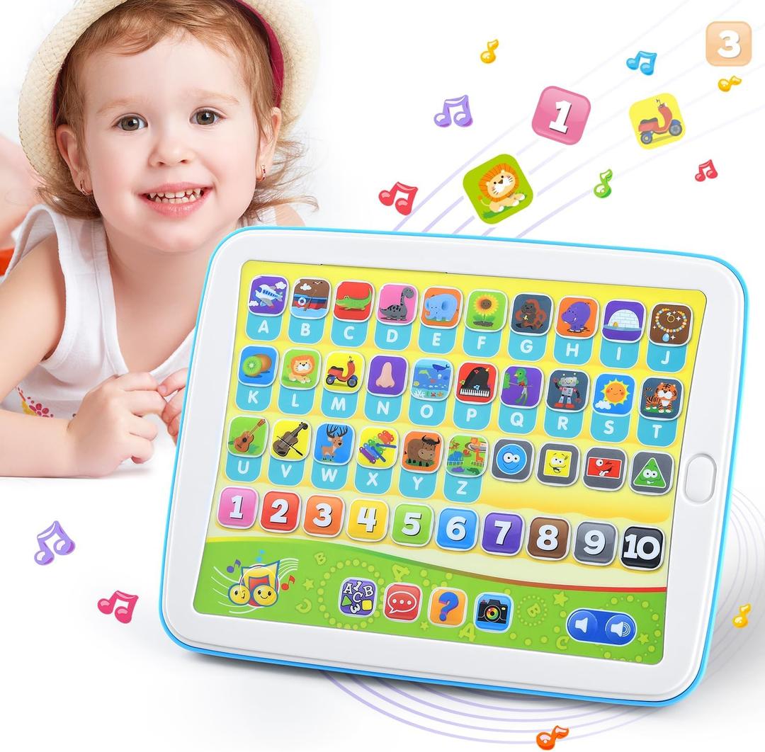 PLAY Bilingual Spanish & English Learning Toys for Toddlers 1-3, Kids Interactive Learning Tablet, Childrens Alphabet ABC/Words/Numbers/Colors Learning Pad, Education Toy for Babies 24 Month+, Large