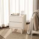 White Nightstand, Solid Wood Night Stand, Small Bedside Table, 15.7"W x 15.7" L x 19.7" H