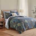Levtex Home English Forest Navy Reversible Queen Duvet Cover Set (90x94in) with 2 Pillowcases (26x20in) - Floral Bedding - Navy, Green - Rayon Queen Size Duvet Cover Set - Soft, Pre-Washed