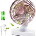 Small Oscillating Fan for Bedroom, 4000mAh Battery Powered Rechargeable Fan, 90° Vertical Manual and 120° Oscillating Desk Fan, 4 Speeds Air Circulator Fans, Quiet Table Fans for Home Office Travel (Rose Gold)
