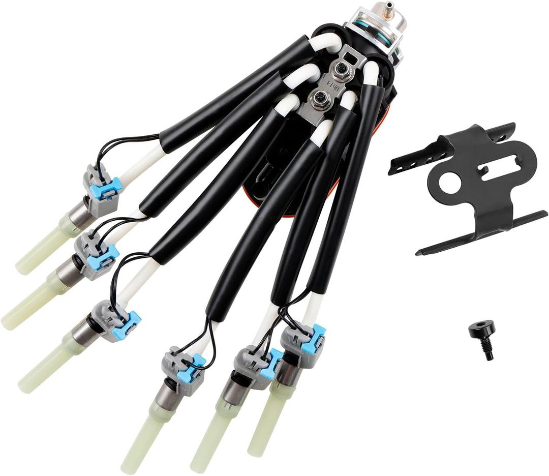 FJ503 Spider Fuel Injectors Assembly w/Bracket Upgraded 6 Cylinder Spider Injectors Compatible with Chevy, GMC, Isuzu, Oldsmobile Models 4.3L V6 Engine, Replace# FJ503, FJ10565