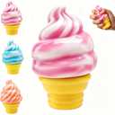 2 x Ice Cream Squeeze Squishy, Ice Cream Cone Squishy, Slow Rise Sensory Fidget Toy, Stuffers Party Favors Summer Sensory Stress Relief (Pink)