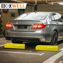 HOXWELL Garage Tire Stops for Garage Floor High-Visibility, 2 Pack 3.1" Higher Block Bumpers for Parking Car SUV Truck, Heavy Duty Car Wheel Stopper for Driveway Outdoor, Easy Installation