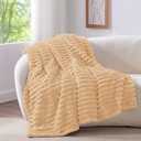 BEDELITE Fleece Throw Blanket for Couch - 300GSM Soft & Warm Fluffy Blush Sand Blanket, Decorative and Giftable Striped Blankets for Women, Men, 50"x60"
