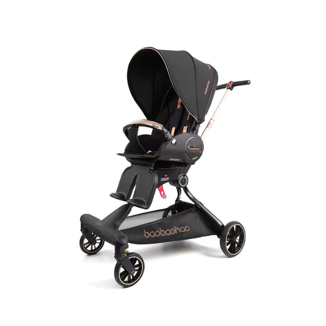 Baby Stroller Lightweight,High Landscape 360Rotable,Ergonomic,Adjustable Backrest Canopy Peekaboo Window,Foldable,All Terrain Wheels,Storage Basket,Travel Stroller Wagon for Newborn Toddler Black
