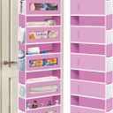 KYEVIS Over The Door Organizer, 5 Shelves Closet Door Hanging Organizer with 10 Mesh Pockets, Nursery Closet Organizer, Baby Essentials, Dorm Room Essentials for Girls