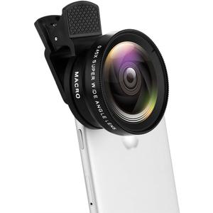 Phone Camera Lens, Professional Attachment Universal Clip on Cell Phone Photography Camera Attachable Mobile Extra 0.45X Wide Angle 12.5X Super Macro Lens Kit for iPhone Android Smartphone