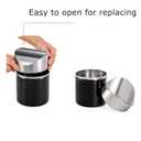 2 Pack Mini Trash Can for Desk, Swing Lid Brushed Stainless Steel Countertop Garbage Bin with 12 Rolls Bags, Modern Tiny Waste Basket for Vanity, Makeup Tabletop, Office Desk, Coffee Table