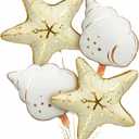 2 x 4Pcs Starfish & Conch Shell Balloons, Large Starfish Conch Balloons, Gold Foil Ocean Themed Balloon for Mermaid Birthday, Under The Sea Party, Beach Pool Swim Party Decorations