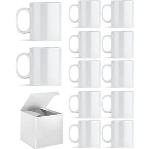 ABBSH Sublimation Mugs, Sublimation White Coffee Mugs Tazas Para Sublimacion Blank 11 OZ With Box for for Coffee, Soup, Tea, Milk, Latte, Hot Cocoa Set of 12