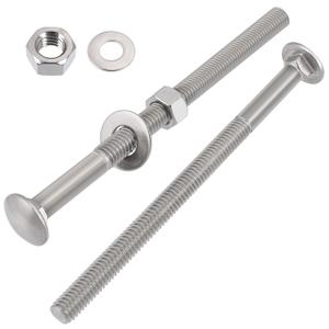 VGBUY 3/8-16 x 8 Carriage Bolts Screws 2 Sets, 304 Stainless Steel 18-8, Round Head Square Neck, Carriage Bolts and Nuts Kit, with Flat Washers