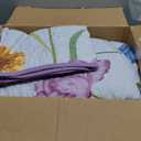 WONGS BEDDING Floral Quilt Set King,Green Yellow Printed Botanical Bedspread Bedding Set with 2 Pillowcase,Spring Summer Lightweight Farmhouse Coverlet Set for All Season (104"x90") (Aqua)