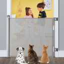 Retractable Baby Gate, Extra Wide Safety Kids or Pets Gate, 33 Tall, Extends to 55 Wide, Mesh Safety Dog Gate for Stairs, Indoor, Outdoor, Doorways, Hallways(33x55- Grey)
