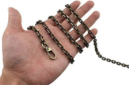 HAHIYO Mini Pochette Purse Chain Strap Thin Wide 6mm for LV Length 39.4 inches Thick 2mm Shiny Bronze for Shoulder Cross Body Sling Handbag Wallet Clutch Comfortable Flat Metal Strap 1 Pack