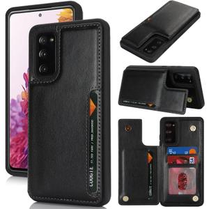 iCoverCase Compatible with Samsung Galaxy S20 FE Case with Card Holder, S20 FE Wallet Case for Women Men [RFID Blocking] PU Leather Protective Phone Case for S20 FE 5G (Black)