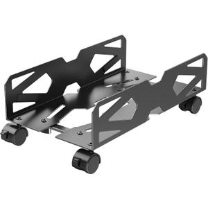 Adjustable Computer Tower Stand, Ventilated PC Tower Stand with 4 Caster Wheels,Mobile Under Desk CPU Holder, PC Cart, Computer Riser for Most Gamers and Students (Black)