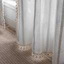 Boho Linen Curtains Farmhouse Cotton Cream Curtains 63" 84" 96" inches Length Semi Blackout Curtains with Embroidery Striped Light Filtering Drapes 2 Panels Set for Living Room Bedroom, Ivory White, 52"W x 63"L