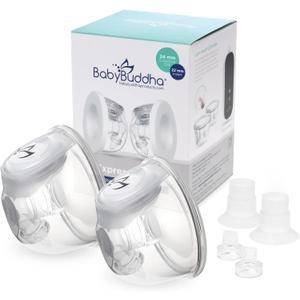 BabyBuddha Hands Free Milk Collection Cups for Breast Pump, 8 Fl Oz Each, Wearable Breastmilk Containers, Compatible with BabyBuddha Pump, Spill Resistant Design, Small Flange 22 to 24mm, 2 Pack