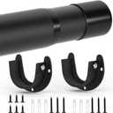 SUTINE Closet Rods for Hanging Clothes, 17 to 53 Inch Closet Rod, Heavy Duty Adjustable Clothes Hanging Bar Rod Matte Black Closet Poles for Wardrobes, Closet, Bathroom, Windows, 1.3 Inch Diameter