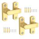 YogePote 90/180 Degree Sliding Barn Door Lock, Adjustable Zinc Alloy Security Door Locks and Latches for Closets, Windows, Liquor Cabinets, Garden/Fence/Shed/Wooden Gate (Gold-2PCS)