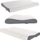 SUQ I OME Slim Sleeper-Ultra Thin Memory Foam Pillow for Sleeping,Thin & Low Cervical Profile for Neck Pain,Stomacher Sleeper, Firm 23.6x13.7x2.4/1.9 inch,Grey+White