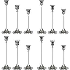 Candlestick Holders Silver, 12 Packs Taper Candle Holder for Candlesticks, Candle Sticks Holder Decor for Home Decor