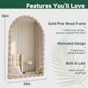 36"x24" Arched Solid Wood Farmhouse Decorative Wall Mirror