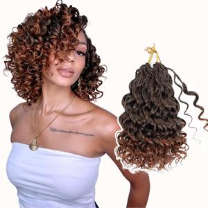 Prelooped GoGo Curl Crochet Hair 10 Inch 8 packs Short Curly Crochet Hair for Women Pretwisted Box Braids with Curly Ends Water Wave Beach Curls Synthetic Boho Hair Extensions Ombre Brown 1B/30