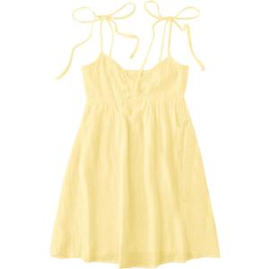SOLY HUX Women's Summer Cami Sun Dress A Line Tie Shoulder Y2k Cute Casual Short Mini Beach Babydoll Dresses (Yellow, XS)