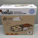 Bella 10"x 20" Ceramic Fold-n-Store Dual Temp Griddle, Fits-anywhere Kitchenware, EverGood Ceramic Nonstick Coating, 2 Temperature Zones up to 400F, Dishwasher Safe Drip Tray, 1500 Watt, Oatmilk