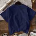 Women's Graphic Letter Tee Crew Neck Drop Shoulder Trendy Summer T Shirt Short Sleeve Vintage Car Print Top (Blue, XXL)