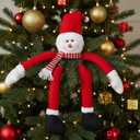 Snowman Christmas Tree Topper: Snowman christmas tree hugger with Red Hat & Scarf - Xmas Decoration with Wreath Rope for Indoor Decorations Holiday Winter Wonderland Party Supplies(5 Pieces)