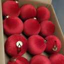 12 Pack Velvet Christmas Ball Ornaments Large Flocked Christmas Tree Hanging Ornaments Shatterproof Flocked Decorative Balls for Xmas Tree Decorations (Red, 2.36inch)