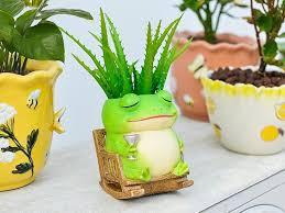 Saysmile Unique Owl Plant Pots Indoor, Cute Small Succulent Pots with Drainage Hole, Rocking Chair Planters for Outdoor Indoor Plants, Resin Flower Pot for String of Pearls, Gift Ideas for Mother