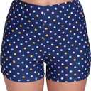 Halcurt Women's 3" High Waisted Swim Board Shorts,  Beach Quick Dry Boyshorts Swimsuit Bottoms - Blue, Large