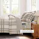 MaiRve Queen Comforter Set Brown Grey, Classic Plaid Farmhouse Bedding Sets 7 Pieces, All Season Lightweight Bed in a Bag with Sheets, Pillowcases & Shams
