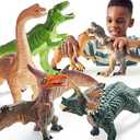 JOYIN Big Dinosaur Toys for Toddlers, 6 Piece Large Soft Dinosaur Figures with an Educational Book, Jumbo Realistic Toys for Boys and Girls Gift, Kids Ages 1 2 3 4 5