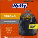 Hefty Strong Large Trash Bags, Black, 30 Gallon, 74 Count