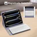 FARYODI Keyboard Case for iPad Pro 13-inch (M4, 2024), Magnetic Detachable Wireless Bluetooth Keyboard, Slim Folio Cover with Pencil Holder for New iPad Pro 13 inch, Auto Sleep/Wake-Lavender