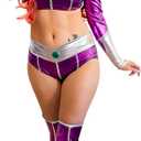 C-ZOFEK Women's Purple Hero Suit Cosplay Costume Crop top with Stockings for Halloween Christmas (Large)