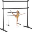 SELEWARE Height Adjustable Ballet Barre Freestanding Ballet Bar Heavy Duty Dance Bar Support Barre Movements Body Stretch Pull-ups, Sturdy Construction Never Fall Apart, Anti-Slip (4 FT (Steel Crossbar, Black))