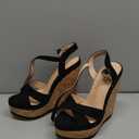 MERUMOTE Women's Wedge Heels High Platform Wedge Sandals Buckle Shoes For Summer (7, Color: 4.72"black Suede)